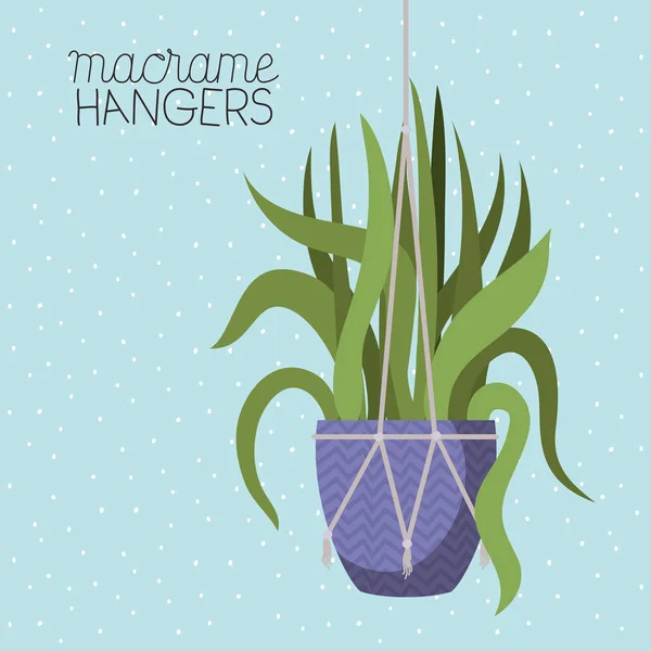 Plant in macrame Hangers — Stockvector