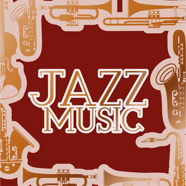 Jazz day poste avec instruments et fond en bois — Image vectorielle