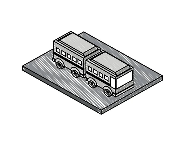 Articulated bus transport isometric icon — Stock Vector