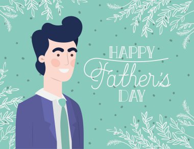 baba ve yapraklar bitki dekorasyon ile mutlu babalar gün kartı