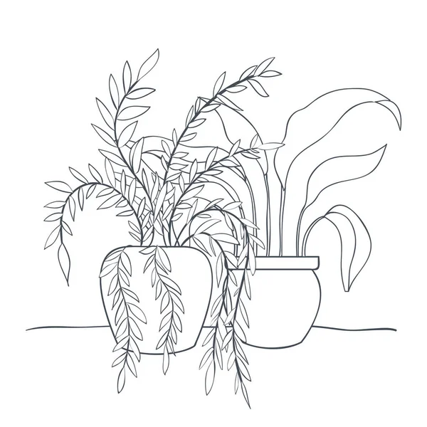 Plantes d'intérieur avec icône isolée en pot — Image vectorielle
