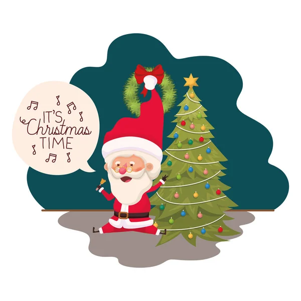 Santa Claus con árbol de Navidad — Vector de stock