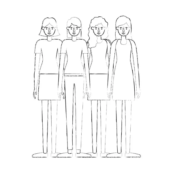 Группа женских персонажей — стоковый вектор
