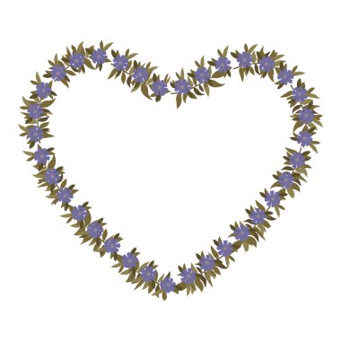 güzel çiçek ve yapraklar kalp şeklinde çerçeve