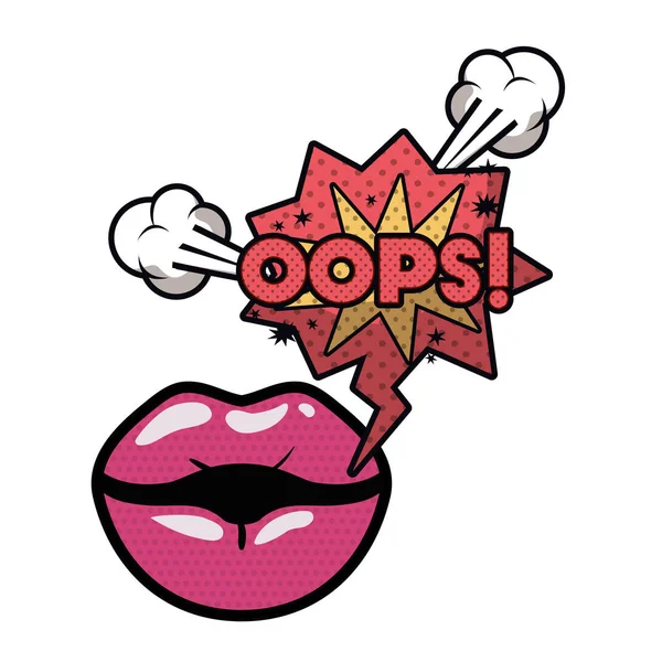 Lippen zeggen Oeps avatar karakter — Stockvector
