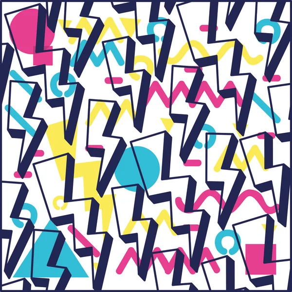 Geometrische Figuren Farben Ninetys Muster — Stockvektor