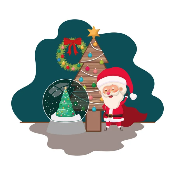 Kerstman met kerstboom — Stockvector