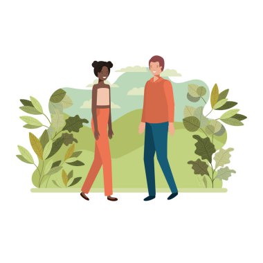 manzara avatar karakter ile genç Çift