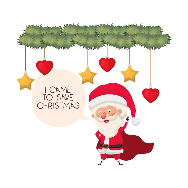 Santa Claus en Garland met kerstballen avatar karakter — Stockvector