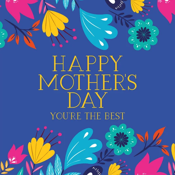 Happy mothers day card with floral decoration — Stock Vector