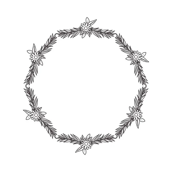 Magnifique cadre de fleurs et de feuilles — Image vectorielle