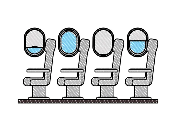 Sillas de avión con ventanas — Vector de stock