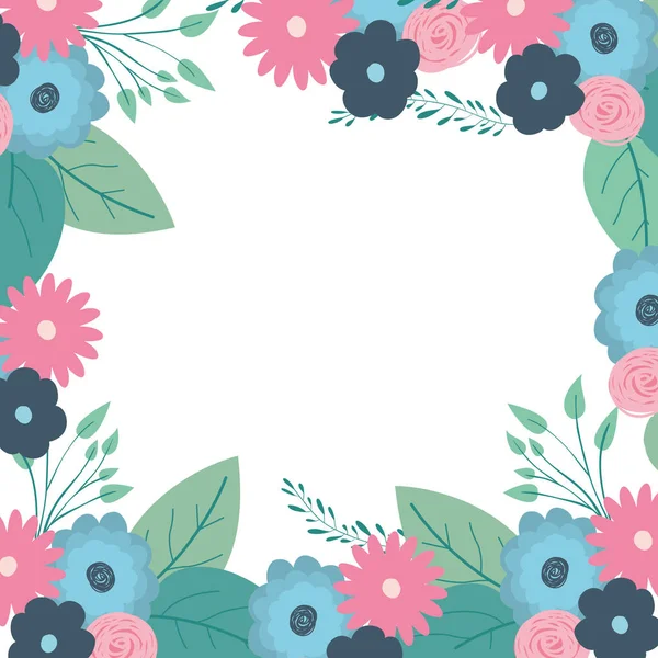 Krásné květiny a listí rám — Stockový vektor