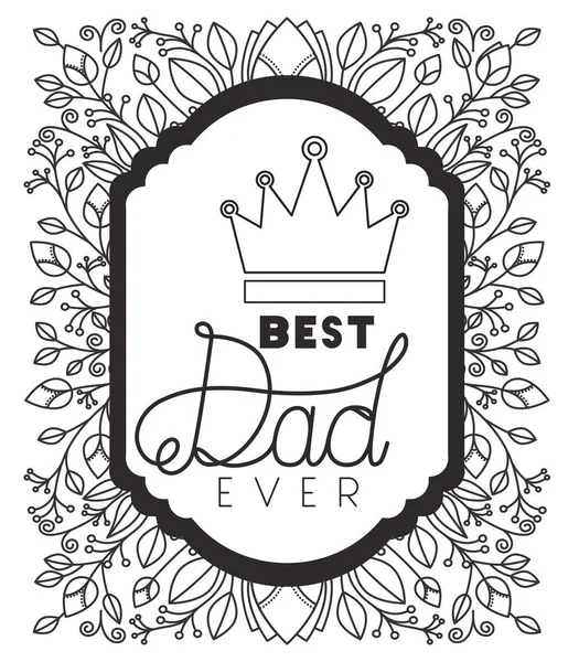 Fathers day frame with leafs and crown — Stock Vector