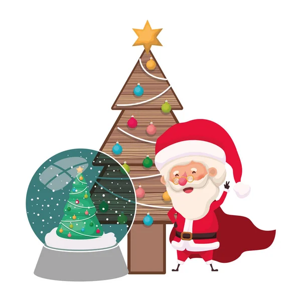 Kerstman met kerstboom — Stockvector