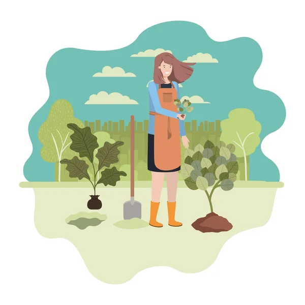 Nő kertész táj avatar karakter — Stock Vector