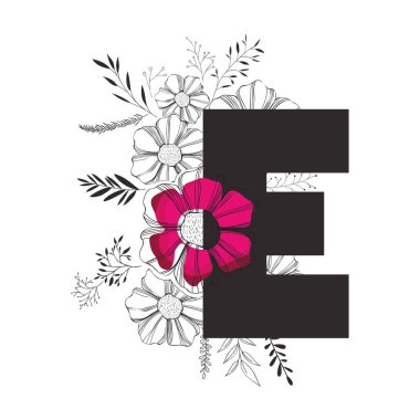 çiçek süslemeli e harfi