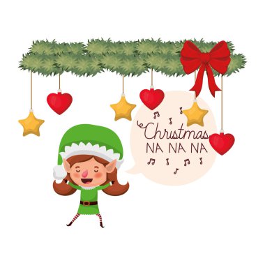 çelenk ve konuşma kabarcık avatar karakteri ile elf kadın