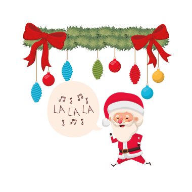 noel topları avatar karakteri ile noel baba ve çelenk