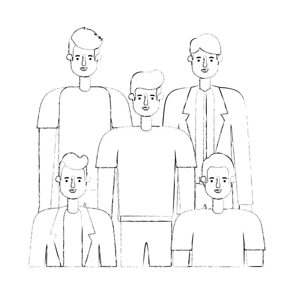 Grupo de personajes de hombres — Vector de stock