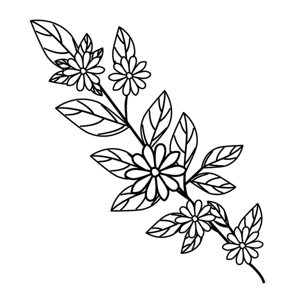 아름 다운 꽃과 잎 정원 — 스톡 벡터