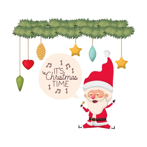 Santa Claus en Garland met kerstballen avatar karakter — Stockvector