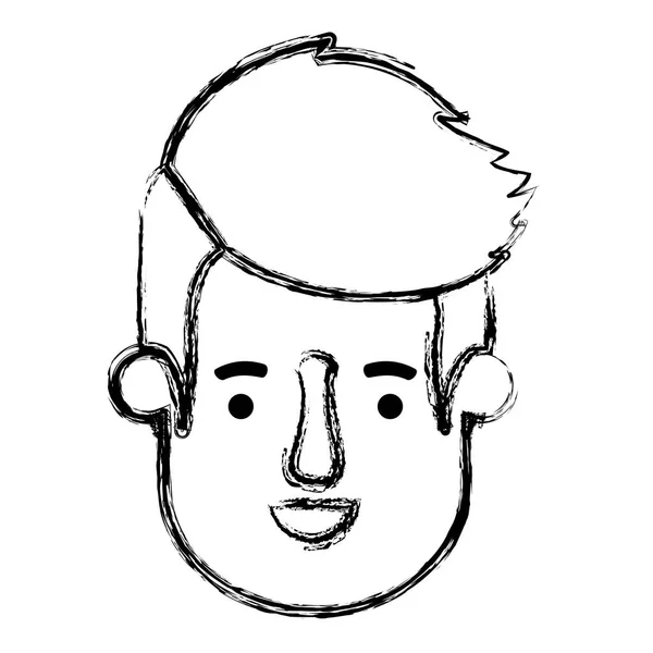 Genç adam baş avatar karakter — Stok Vektör