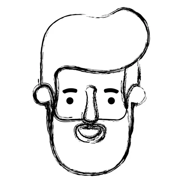 Junger Mann Kopf mit Bart Avatarfigur — Stockvektor