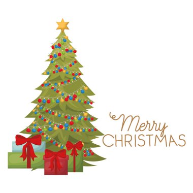 Hediyeler izole simgesi ile Noel ağacı