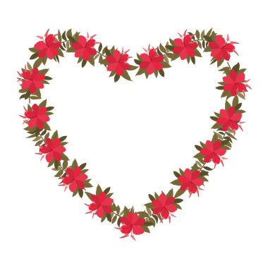 güzel çiçek ve yapraklar kalp şeklinde çerçeve