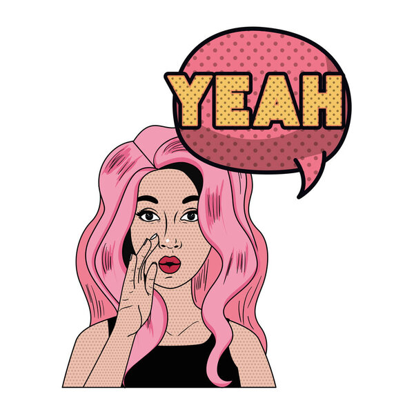 woman with speech bubble about comic