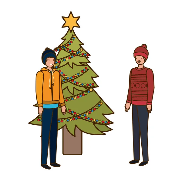 Mężczyźni z Christmas Tree avatar charakter — Wektor stockowy