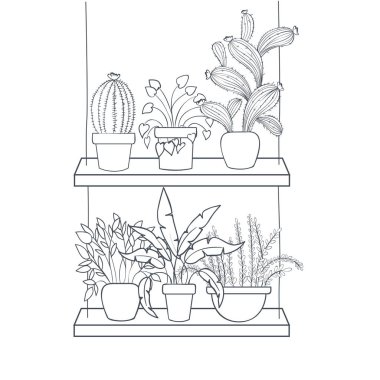 raf izole simgesi üzerinde saksı ile houseplants