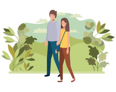 manzara avatar karakter ile genç Çift