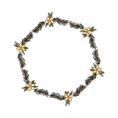 güzel çiçek ve yaprakçerçeve