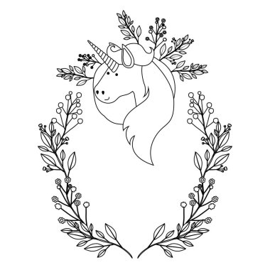 çiçek çelenk dekoratif ile tek boynuzlu at