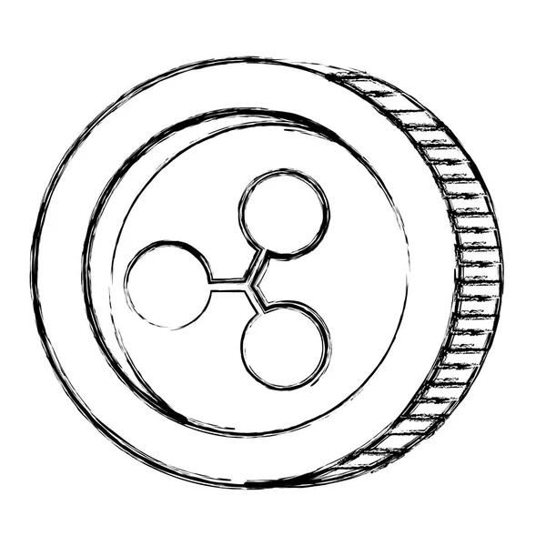 Criptovaluta moneta ondulazione icona isolata — Vettoriale Stock