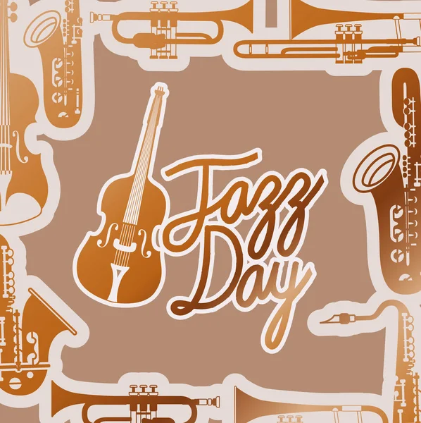 Cartel del día del jazz con violines — Vector de stock