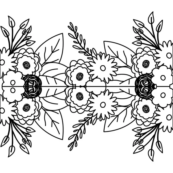 Mooie bloemen en bladeren decoratie — Stockvector