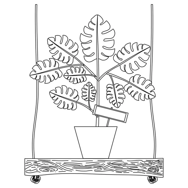 Planta de interior en el columpio icono decorativo — Vector de stock