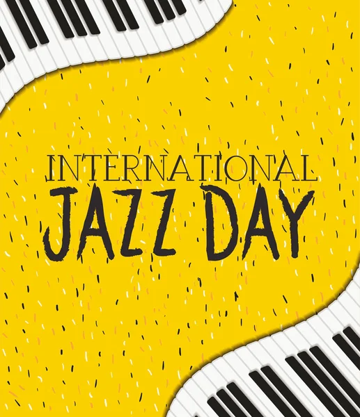 Cartel del día de jazz con teclado de piano — Vector de stock