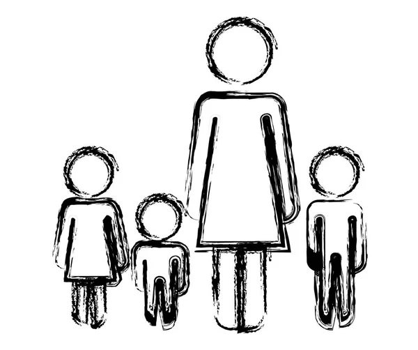 Mère avec silhouette enfants — Image vectorielle