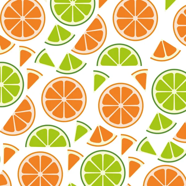 Naranja y limón medio patrón — Archivo Imágenes Vectoriales