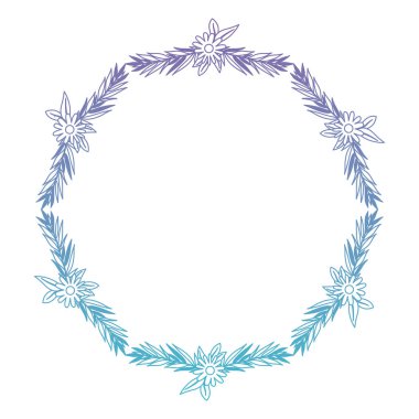 güzel çiçek ve yapraklar dairesel çerçeve