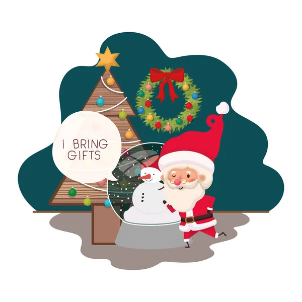 Kerstman met kerstboom — Stockvector