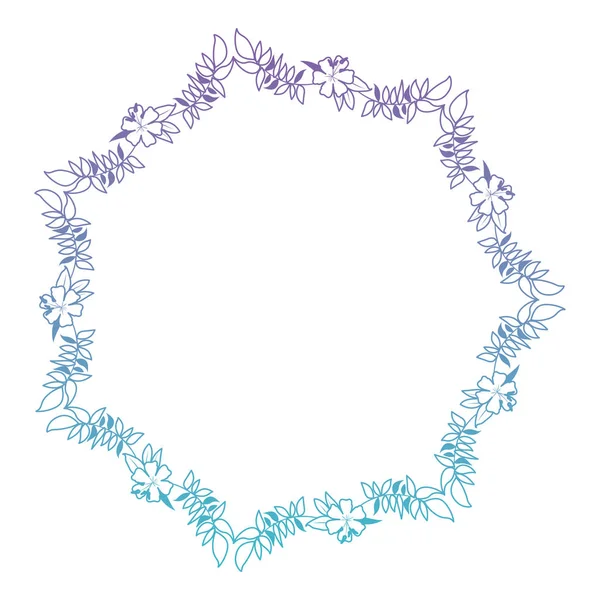 Vacker blomma och löv ram — Stock vektor