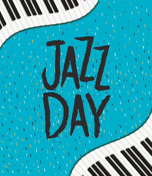Poster giornata jazz con tastiera per pianoforte — Vettoriale Stock