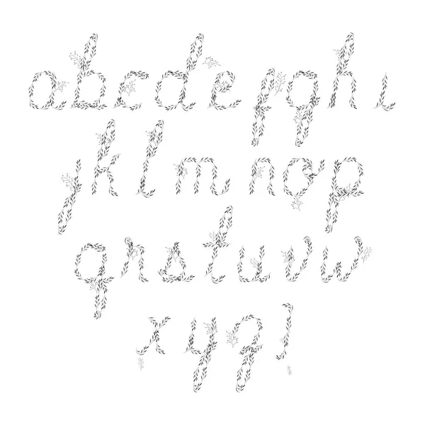 Alphabet type fuente con hojas — Archivo Imágenes Vectoriales