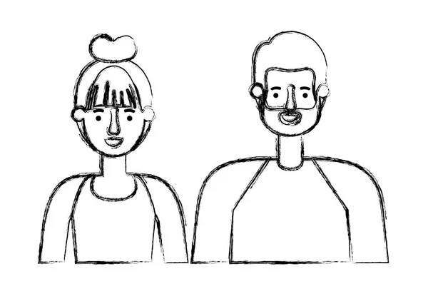 Icônes de personnages avatar couple — Image vectorielle