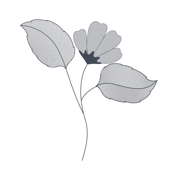 Fleur avec branches et feuilles icône isolée — Image vectorielle